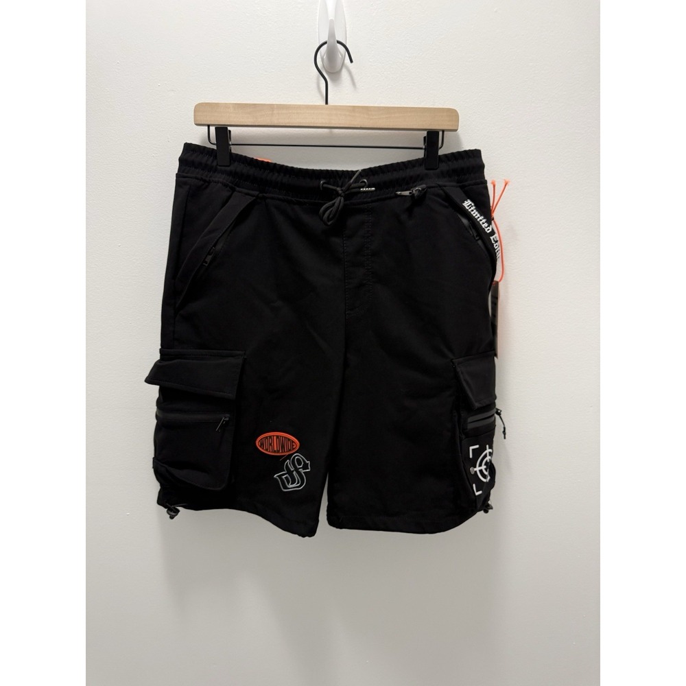 RGSTR Tech Cargo Shorts Mens Large Black Utility Techwear Streetwear NWT GSTR